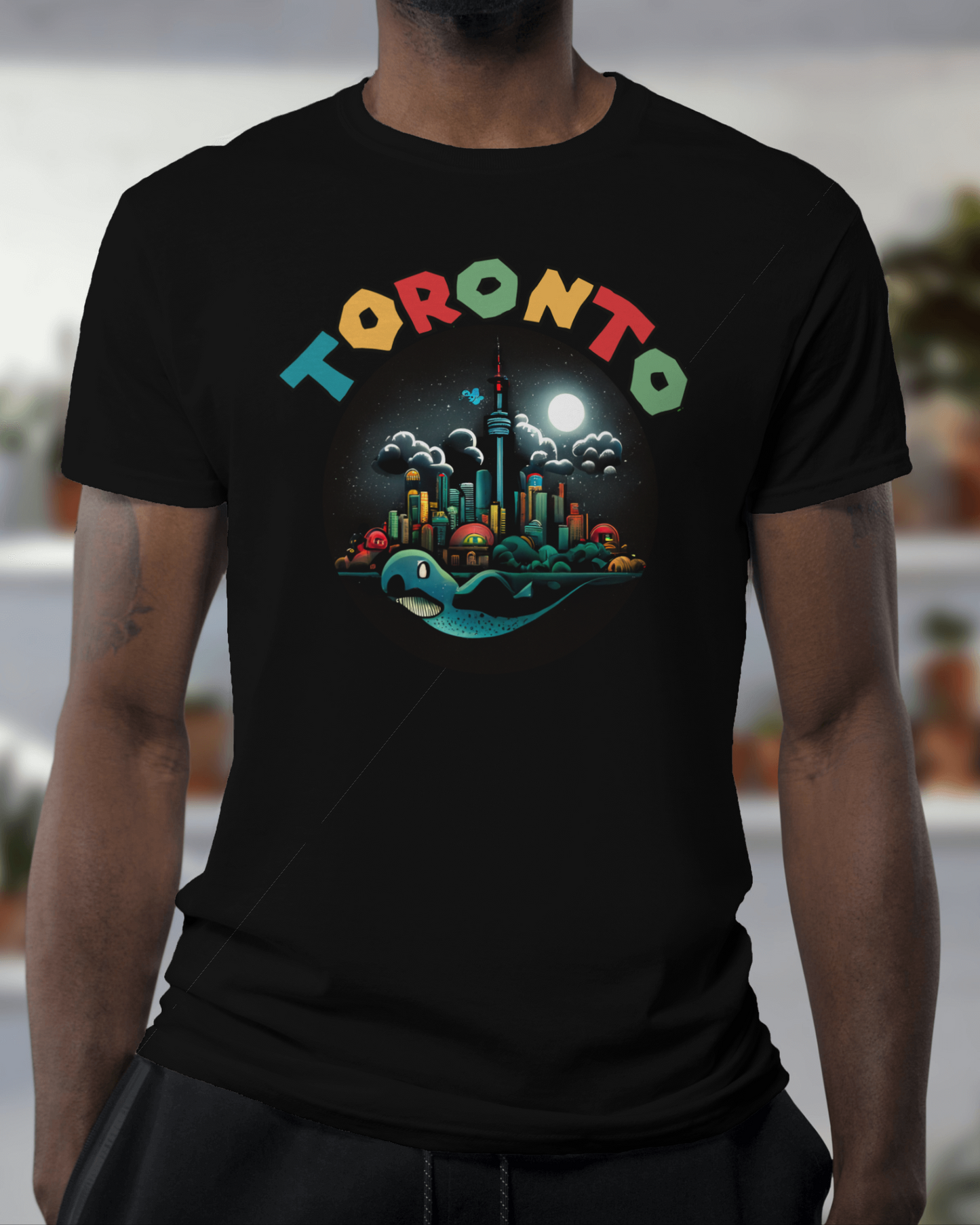 Midnight Magic: Toronto Skyline Adventure T-Shirt - Black Spin Ink