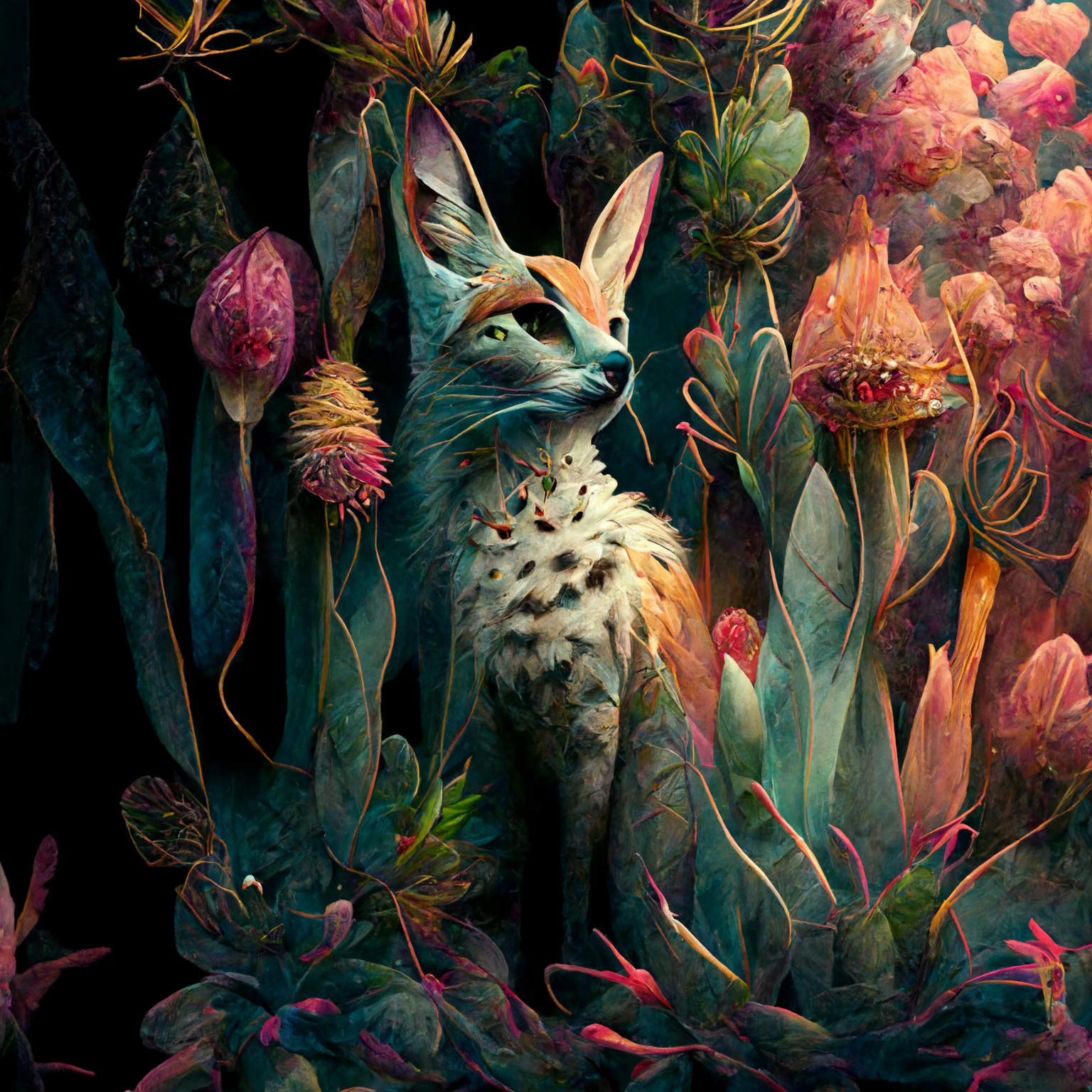 Stunning fox artwork sits in a meadow of florals, bringing the beauty of nature to life. Intricately designed and eye-catching, this artwork is the perfect addition to any nature lover's collection.
