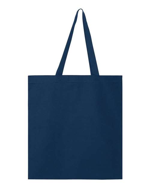Add a touch of sophistication to your look with our navy Q-Tees Promotional Tote - Q800, featuring sturdy canvas webbed handles and a spacious main compartment.
