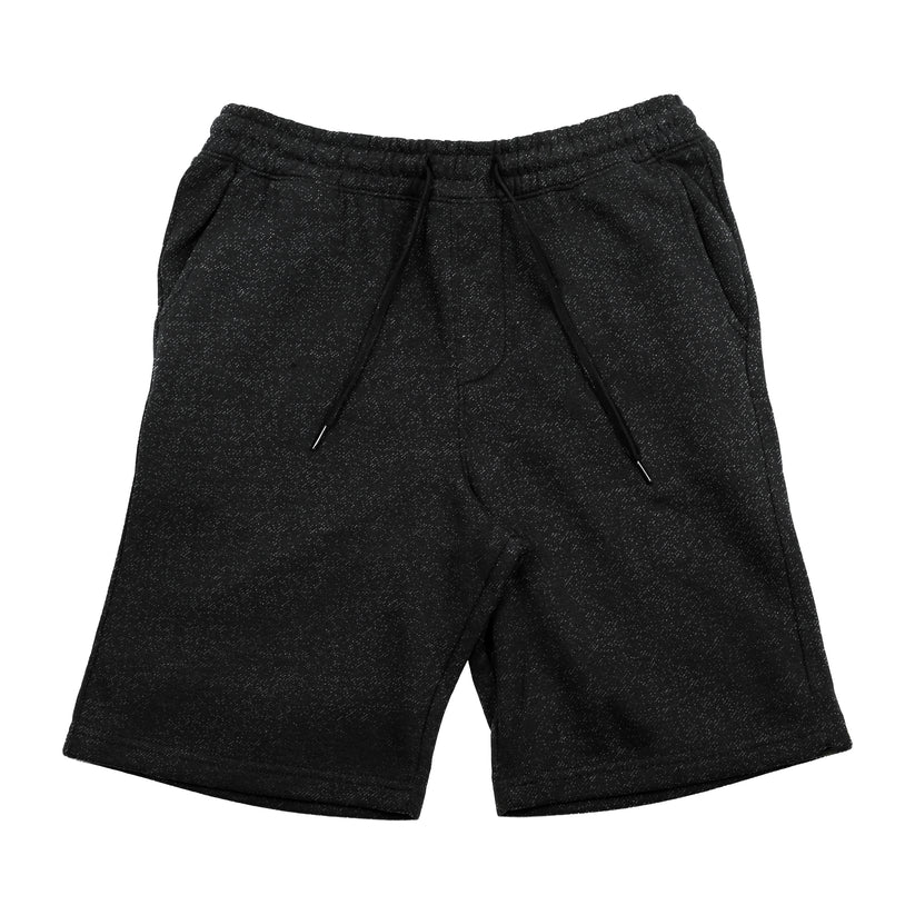 Stay comfortable in our salt & pepper fleece shorts with tapered design.